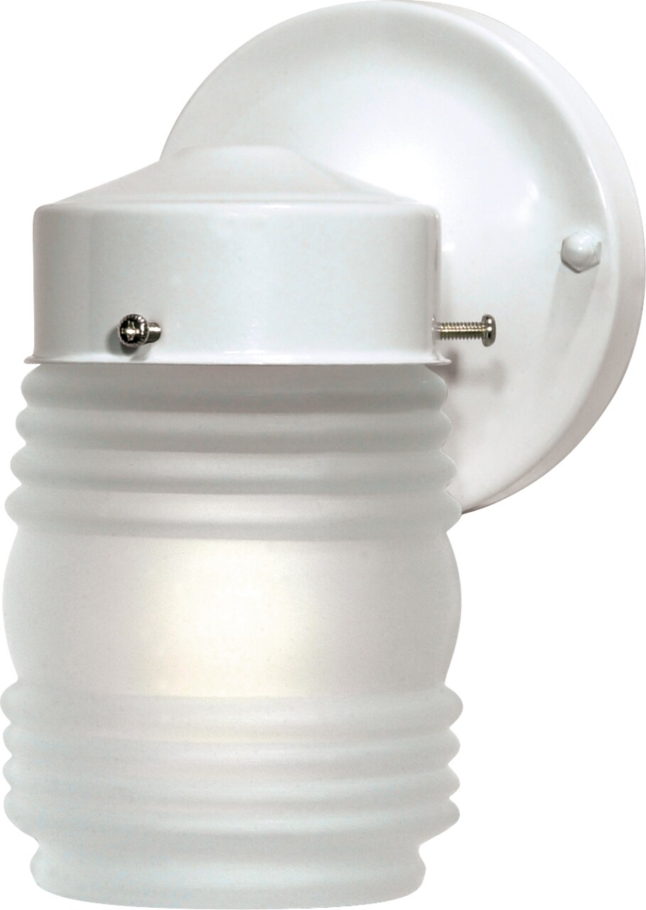 Nuvo 1-Light 6" Porch Wall Mason Jar w/ Frosted Glass in Gloss White Finish